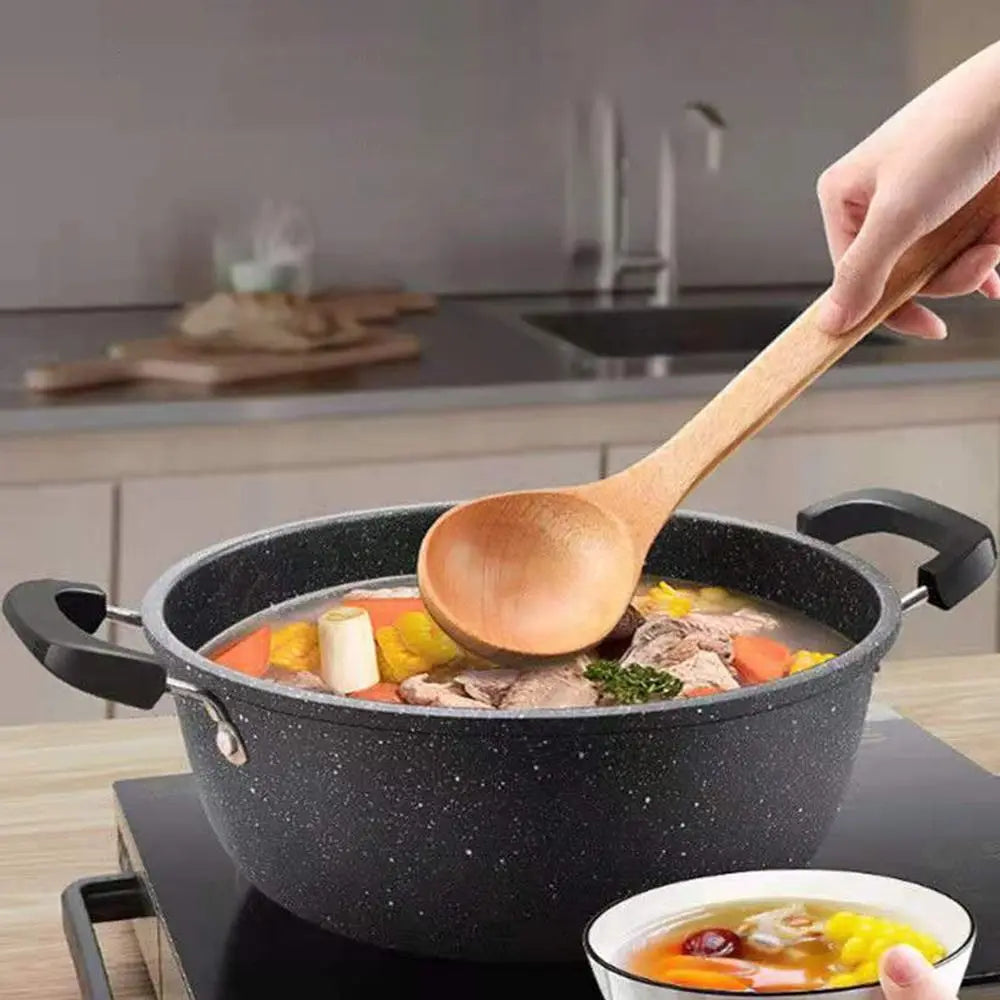 Maifan Stone Coated Non-Stick Stock Pot with Glass Lid & Double Handle Design – Deep Cooking Pot for Soups, Stews, Pasta, Simmering, Sautéing, Curries & One-Pot Family Meals – Compatible with Gas, Electric & Induction  – Available in 22cm & 26cm