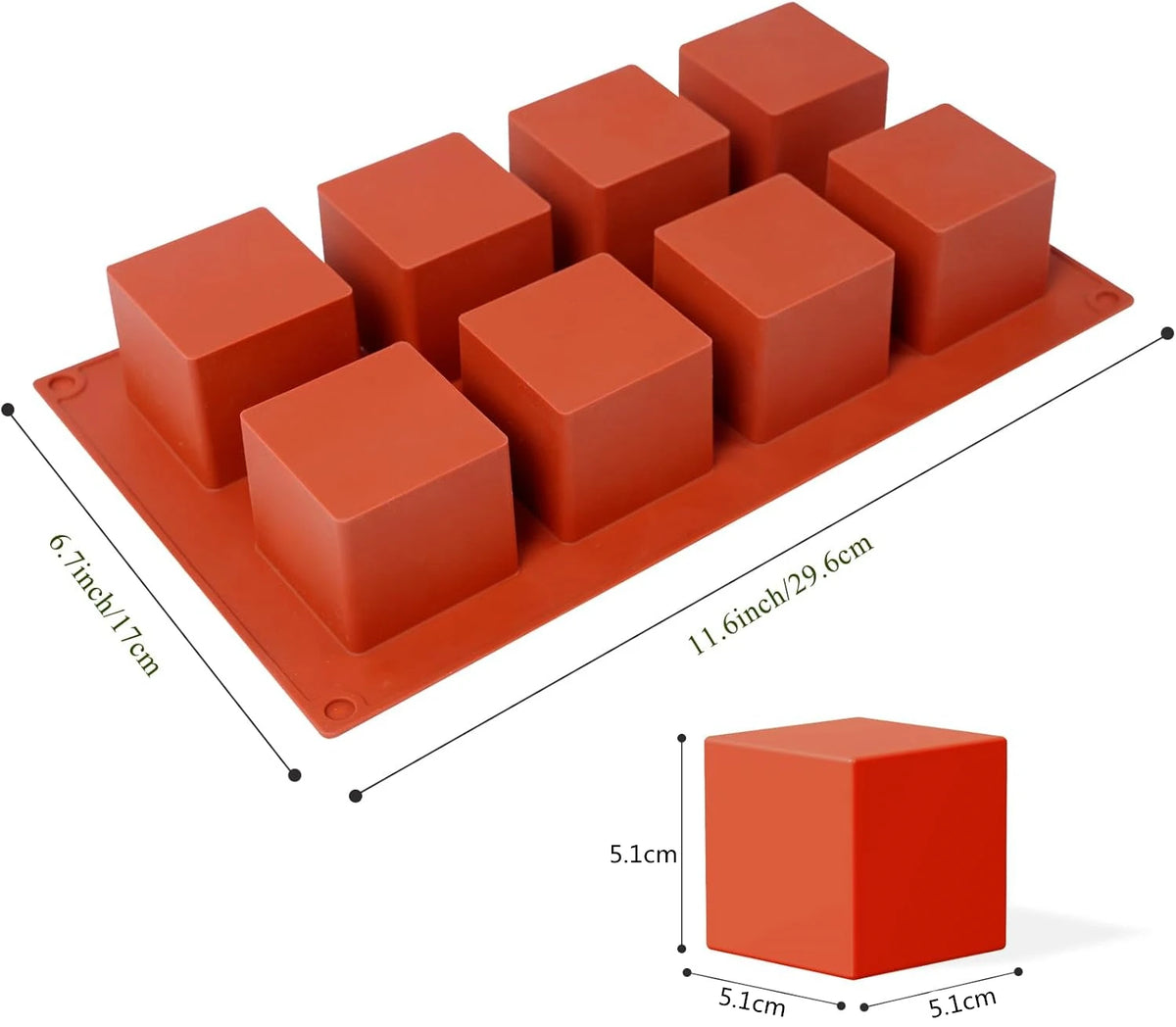 8 Cavity Silicone Cube Cake Mould – 3D Square Mousse & Dessert Mould – Ideal for Brownie Bites, Mousse Cakes & Chocolates
