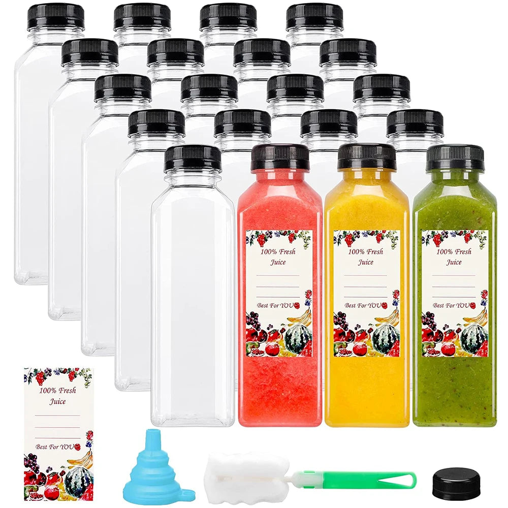 500ml Reusable PET Juice Bottles with Caps – BPA-Free Clear Drinks Containers – Perfect for Juicing, Smoothies, Milk & Cold Drinks – Available in Green, Blue & Black Colours