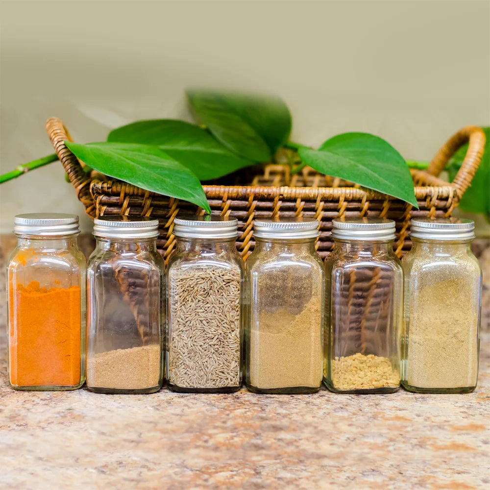 12 Piece Glass Spice Jars with Shaker Lids – 120ml Seasoning Bottles with Labels, Funnel & Brush – Perfect for Spices, Herbs & BBQ Rubs