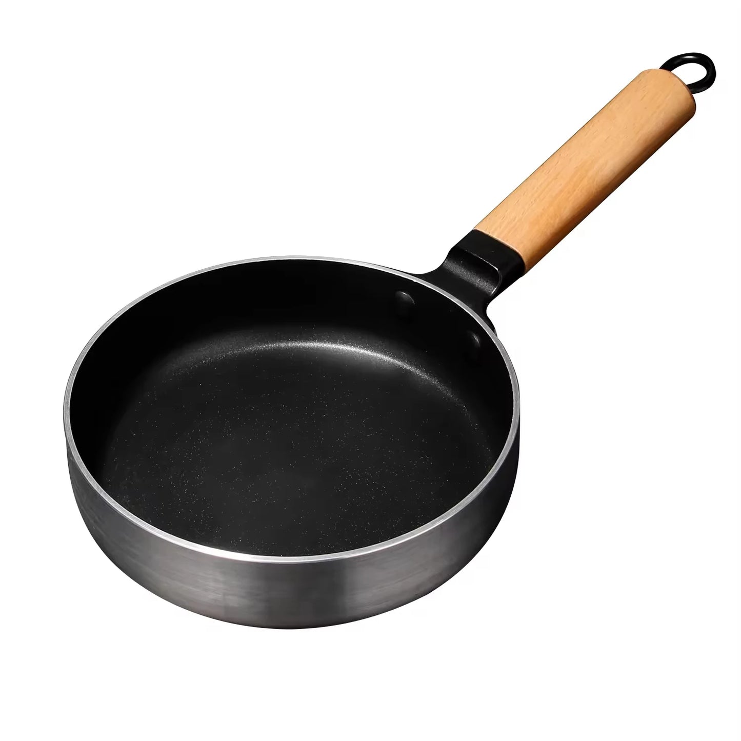 Non-Stick Flat-Bottom Frying Pan with Wooden Handle – Skillet for Gas & Induction Stoves, Perfect for Pancakes, Eggs, and Home Cooking, Available in 3 Sizes (24cm/26cm/28cm)