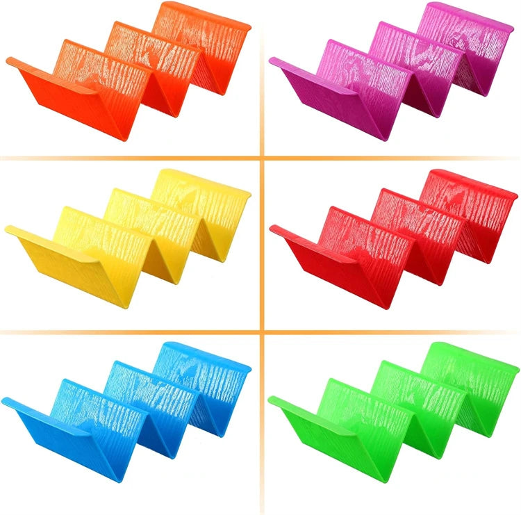Set of 6 Colourful Taco Holder Stands – Large Taco Trays for 2 or 3 Tacos Each – Perfect for Taco Nights & Family Meals