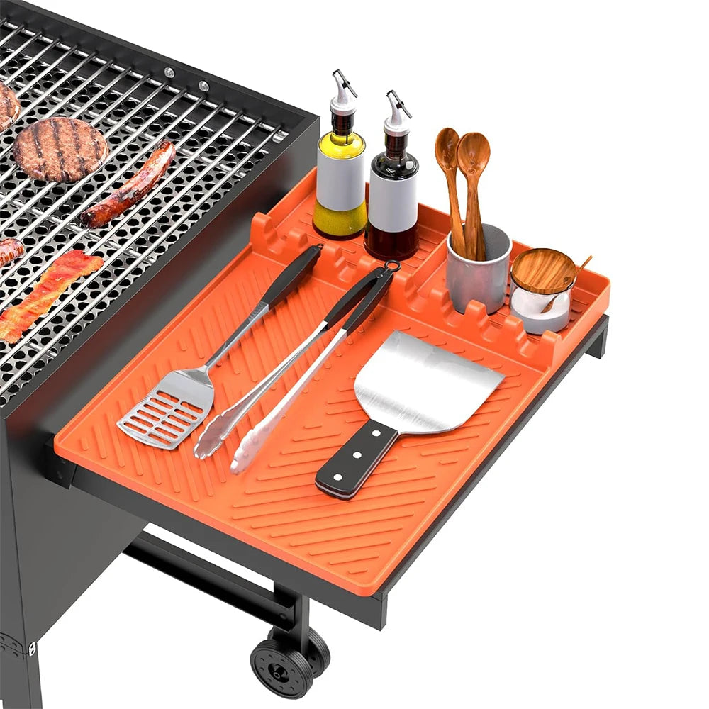 Heat Resistant Silicone Griddle Tool Mat – Grill Side Shelf Mat & BBQ Utensil Rest – Great for Flat Top Griddles & Outdoor Cooking