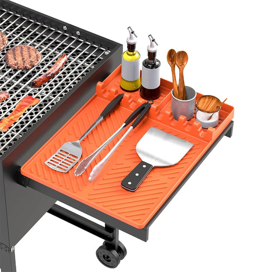 Heat Resistant Silicone Griddle Tool Mat – Grill Side Shelf Mat & BBQ Utensil Rest – Great for Flat Top Griddles & Outdoor Cooking