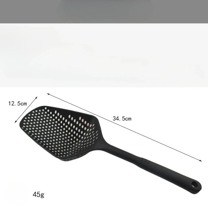 Long Handle Strainer Spoon – Pasta & Spaghetti Draining Scoop Colander – Best for Fried Food, Vegetables & Noodles – Available in Black, Green, Red & Yellow Colours