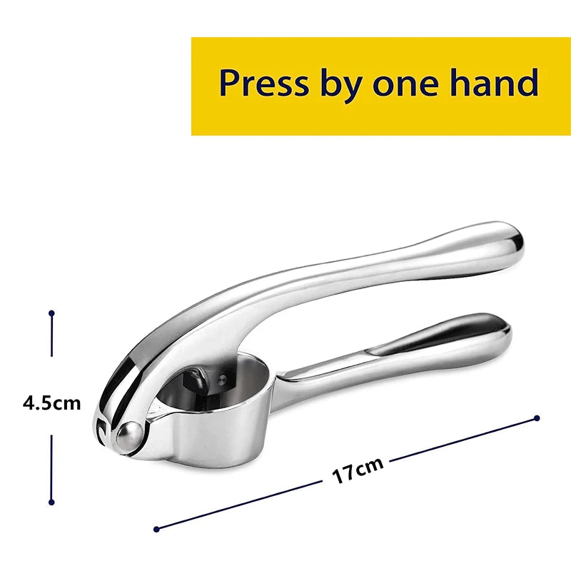 Zinc Alloy & Stainless Steel Garlic Press – Easy Squeeze Garlic Mincer & Crusher – Ideal for Fresh Garlic in Everyday Cooking – Available in Silver, Black & Gold Colours