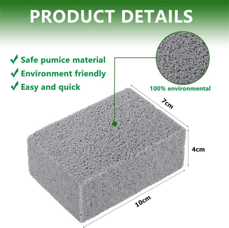 Pumice Grill & Griddle Cleaning Brick – De-Scaling Cleaning Stone Block – Ideal for Removing Grease & Stains from BBQ Grills and Griddles
