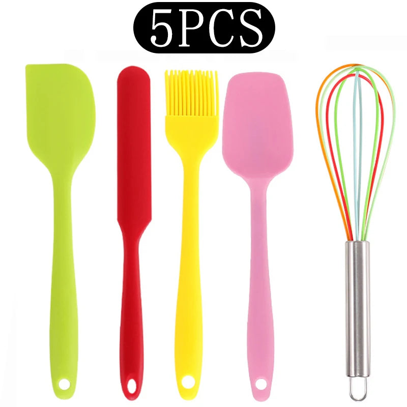 Silicone Kitchen Utensils Set with Stainless Steel Handles – Non-Stick, Heat-Resistant Cooking  Kitchen Utensils for Everyday Cooking & Baking, Available in 4 Colours & Multiple Set Sizes