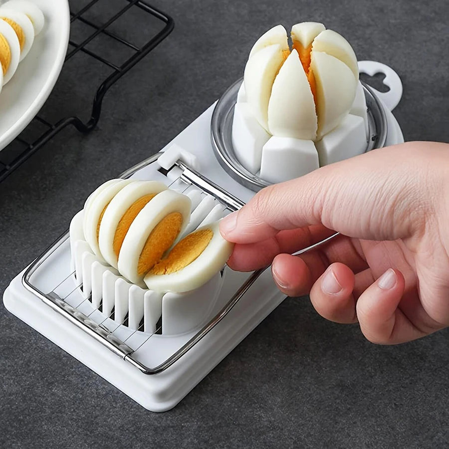 2-in-1 Egg Slicer & Wedger – Stainless Steel Wire Egg Cutter with Hanging Hole – Best for Salads, Sandwiches & Garnishes – Available in Red & White Colours