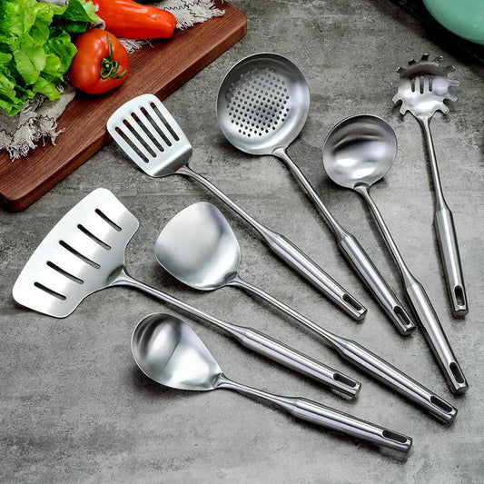 7-Piece Stainless Steel Kitchen Utensils Set – Sturdy, Corrosion-Resistant & Perfect for Daily Cooking