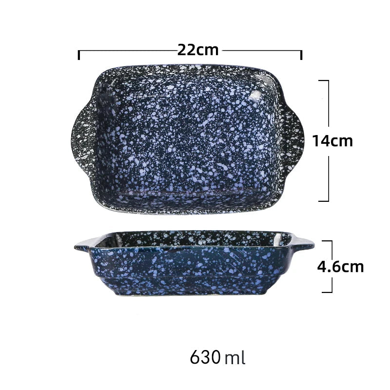 Ceramic Rectangular Baking Tray with Dual Handles – High-Temperature Resistant Porcelain Dish for Baking, Roasting, BBQ, Pasta, Rice, Lasagna, Salads & Daily Meals – Durable, Easy-to-Clean & Even-Heat Design – Oven, Microwave & Dishwasher Safe