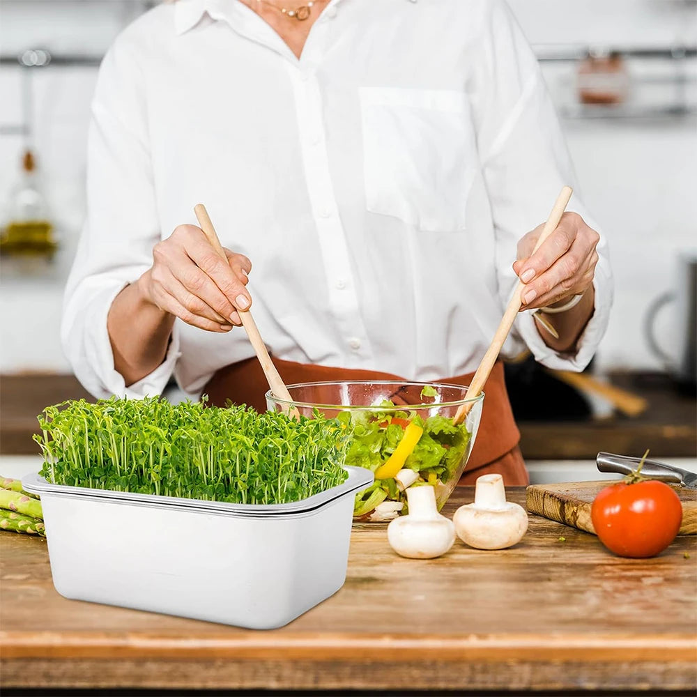 Stainless Steel Sprouting Tray Kit – Soil-Free Seed Germination Tray – Perfect for Growing Microgreens, Wheatgrass & Bean Sprouts