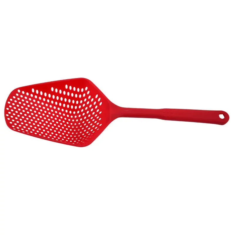 Long Handle Strainer Spoon – Pasta & Spaghetti Draining Scoop Colander – Best for Fried Food, Vegetables & Noodles – Available in Black, Green, Red & Yellow Colours