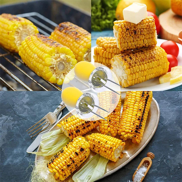 12 Piece Stainless Steel Corn Holders – BBQ Corn on the Cob Forks & Skewers – Best for Barbecues, Picnics & Family Meals