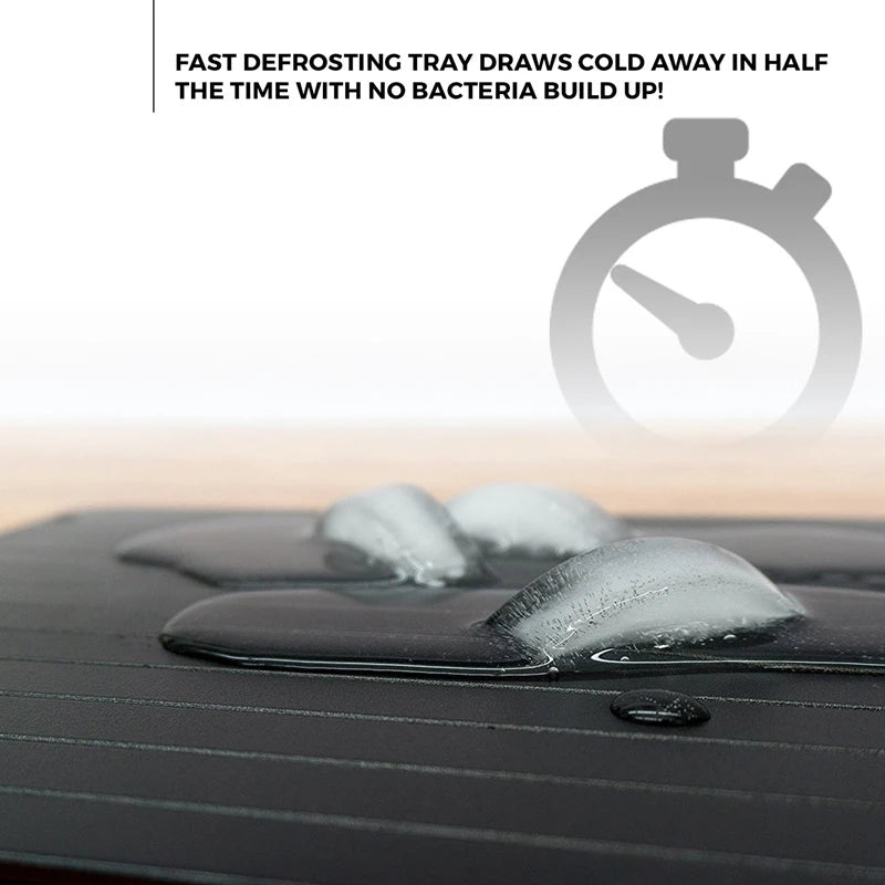 Aluminium Fast Defrosting Tray with Cleaning Brush – Thawing Plate for Frozen Meat & Fish – Ideal for Defrosting Food Quickly without a Microwave – Available in 23x16.5cm, 29.5x20.3cm & 35.5x20.5cm