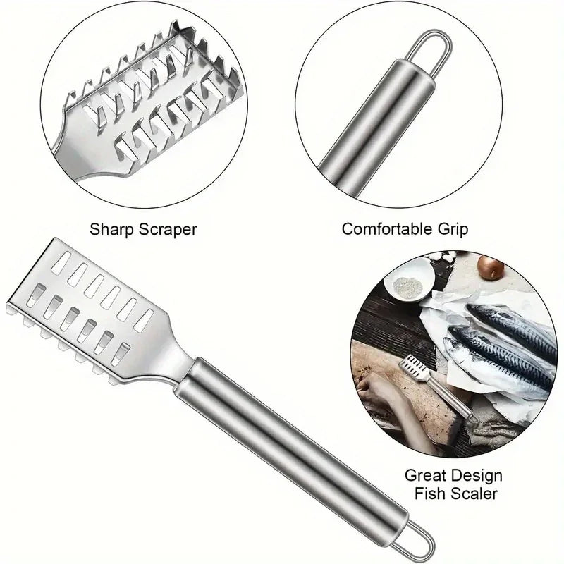 Stainless Steel Fish Scaler – Heavy Duty Sawtooth Fish Scale Remover – Great for Cleaning & Preparing Fresh Fish