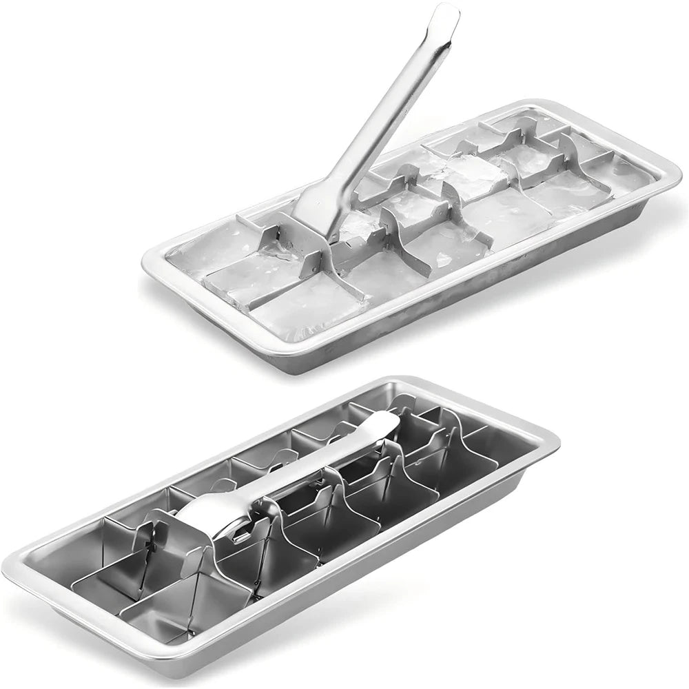 Stainless Steel 18 Slot Ice Cube Tray with Easy Release Handle – Detachable Metal Ice Tray – Perfect for Fast Freezing & Chilled Drinks