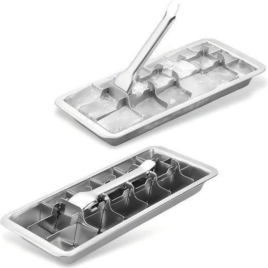 Stainless Steel 18 Slot Ice Cube Tray with Easy Release Handle – Detachable Metal Ice Tray – Perfect for Fast Freezing & Chilled Drinks
