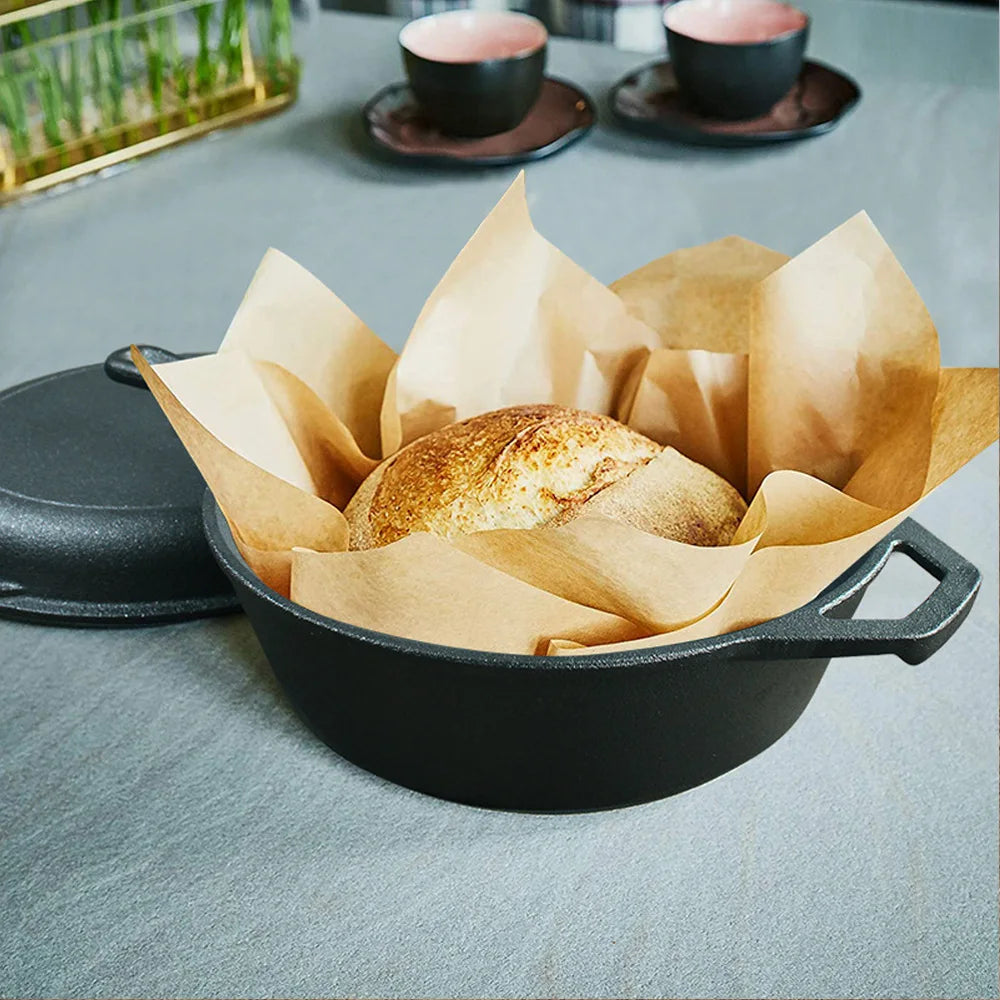 2-in-1 Pre-Seasoned Cast Iron Dutch Oven Set – 10" Deep Pot (3QT Capacity) with Dual-Function Skillet Lid for Baking, Frying, Stovetop, Oven, Grill & Induction Cooking