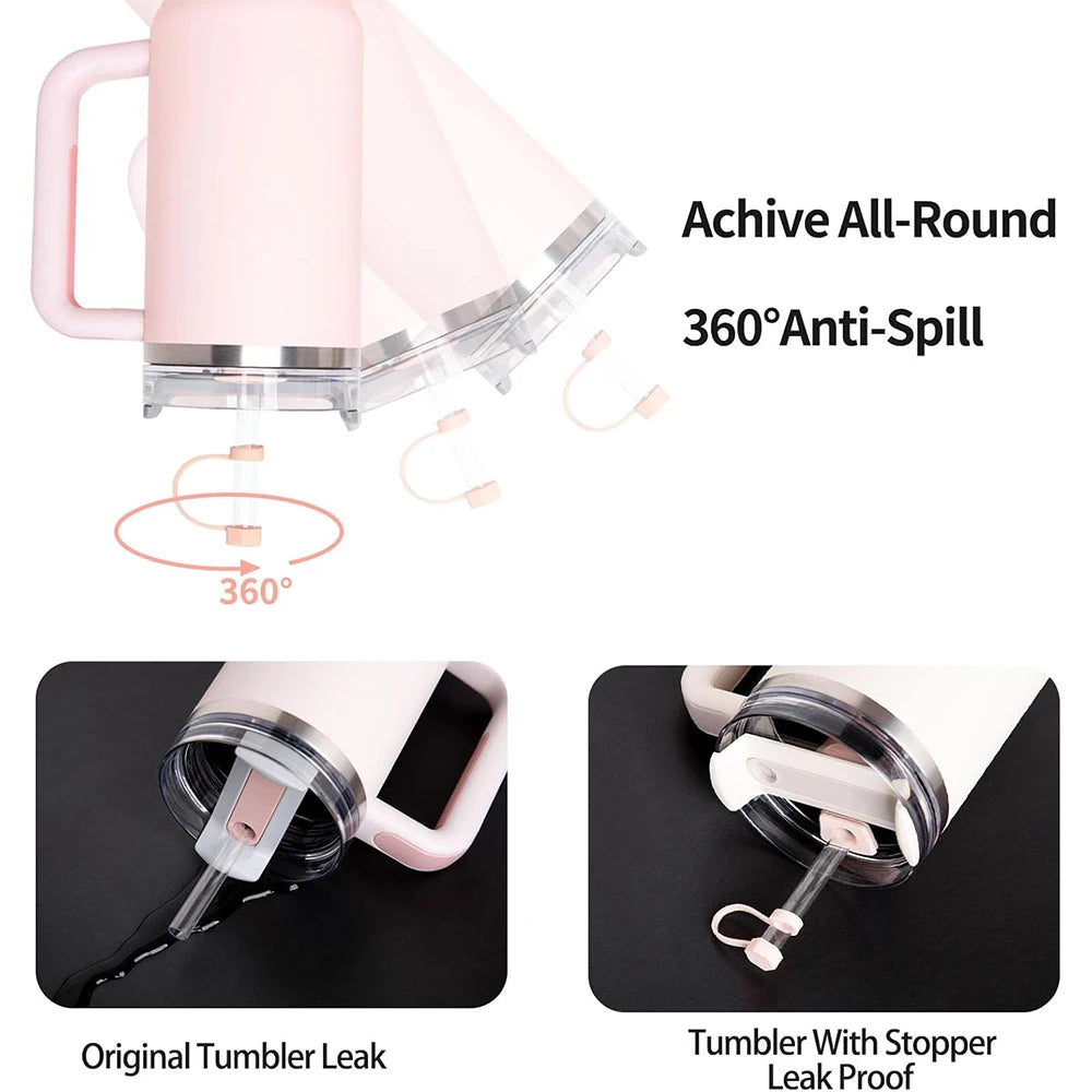 Silicone Spill Stopper Set for 30oz & 40oz Tumbler Cups – Lid Spill Plugs & Straw Cover Caps – Great for Travel & Everyday Drinks