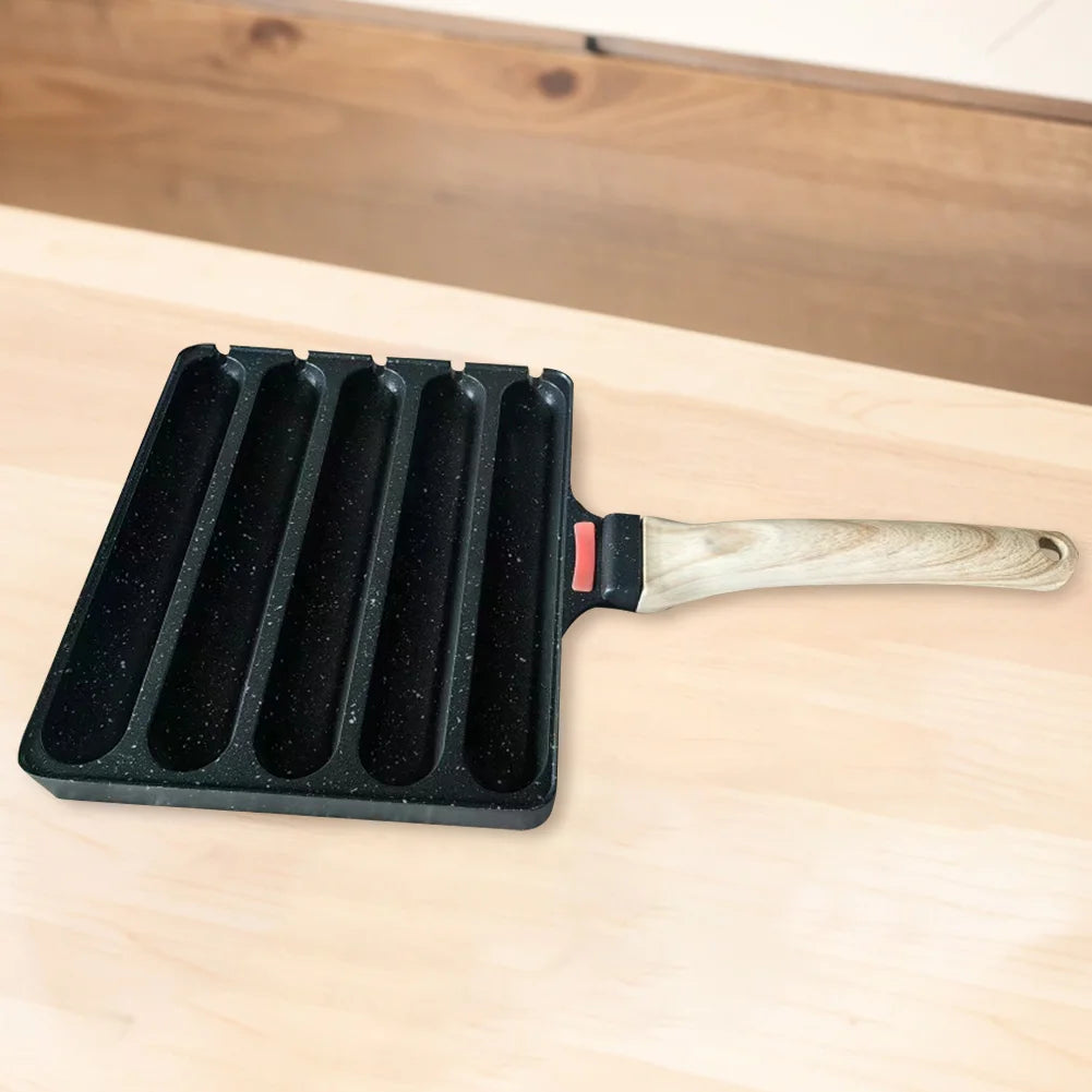 5 Grid Square Grill Cast Iron Pan For Sausage Cooking Pre Seasoned Sausage Fry Pan Outdoor Breakfast Gas And Induction Compatible