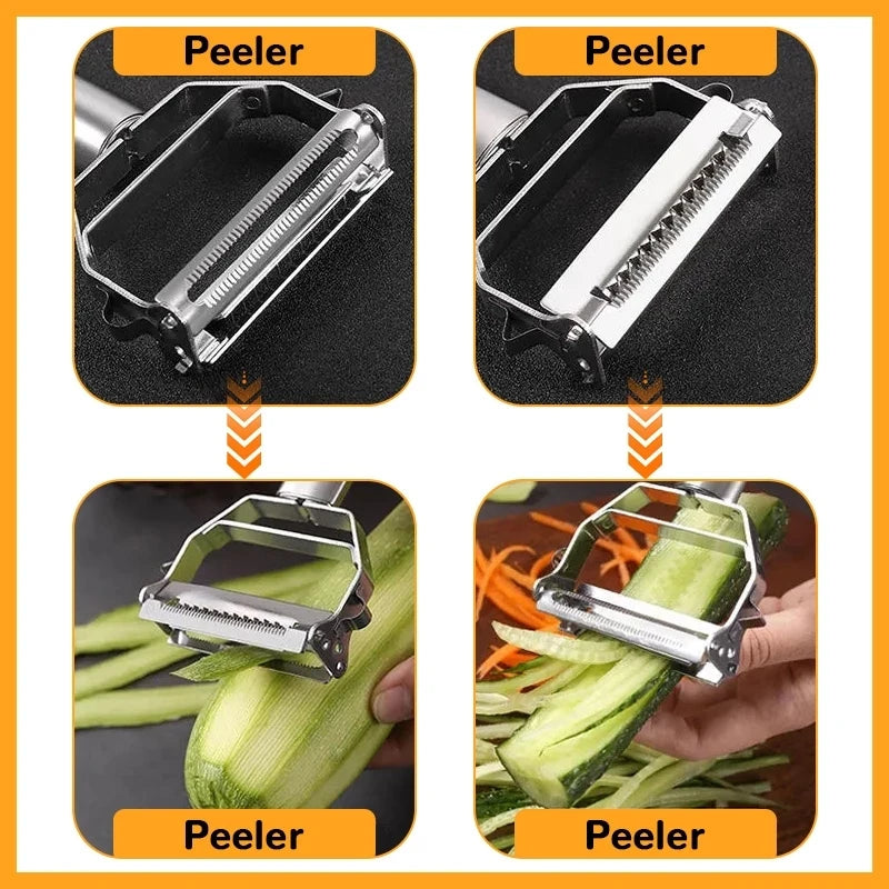 Stainless Steel Julienne & Vegetable Peeler – Multi-Function Double-Blade Fruit Peeler & Shredder – Ideal for Carrots, Potatoes & Cucumbers – Available in 2-in-1 & 4-in-1