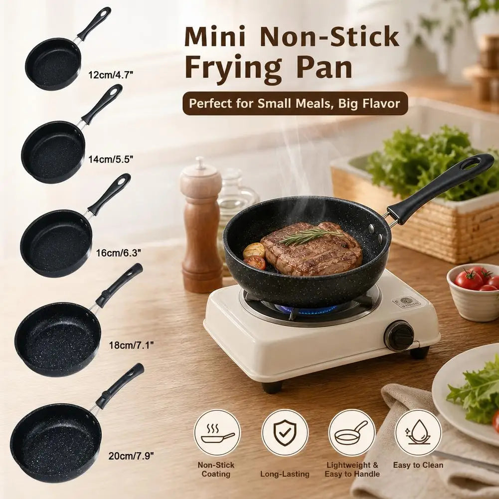 Speckled Stone Mini Frying Pan – Flat Bottom Non-Stick Egg & Pancake Pan with Hanging Loop – Perfect for Single Servings & Small Kitchens