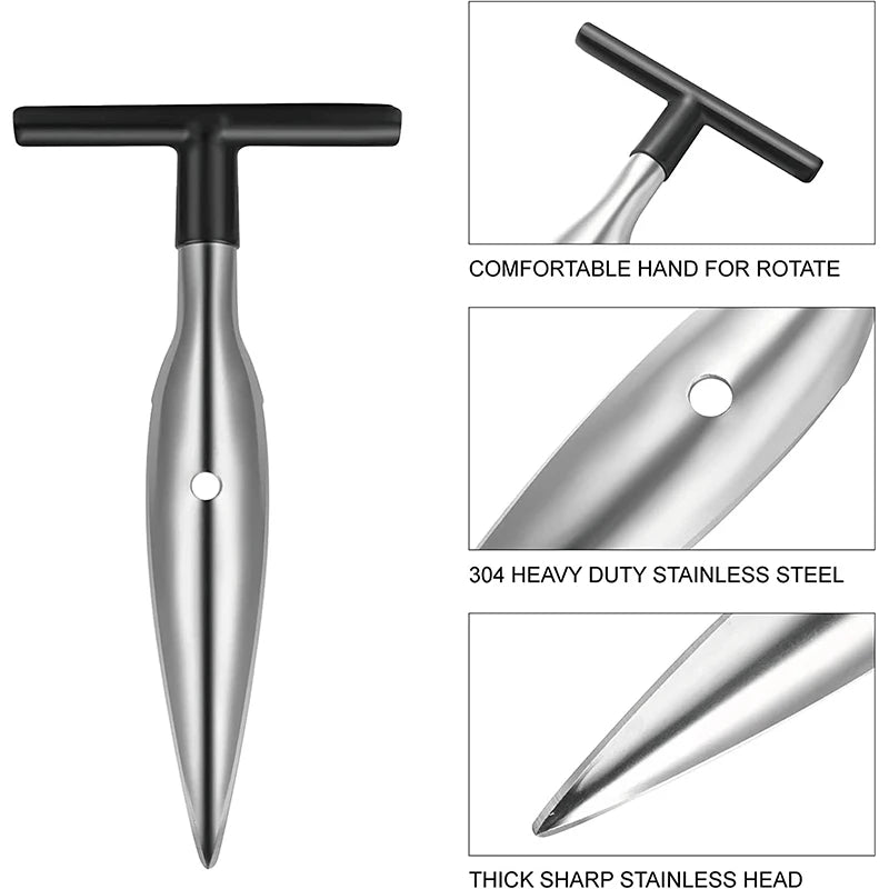 Stainless Steel Coconut Opener & Scraper – Coconut Punch Tool with Hammer – Perfect for Opening Fresh Young Coconuts