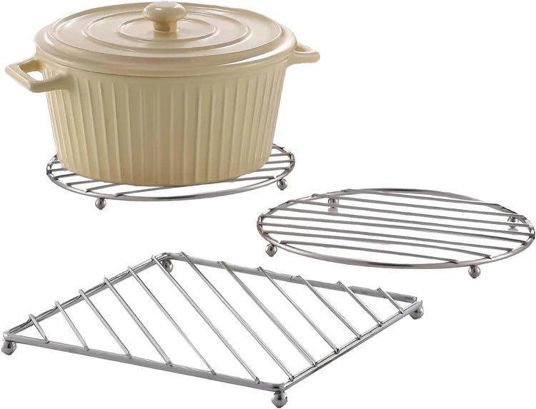 Stainless Steel Trivet Hot Pad – Heat Resistant Insulated Table Mat for Pots, Pans & Dishes – Ideal for Dining Tables & Worktops – Available in Round & Square