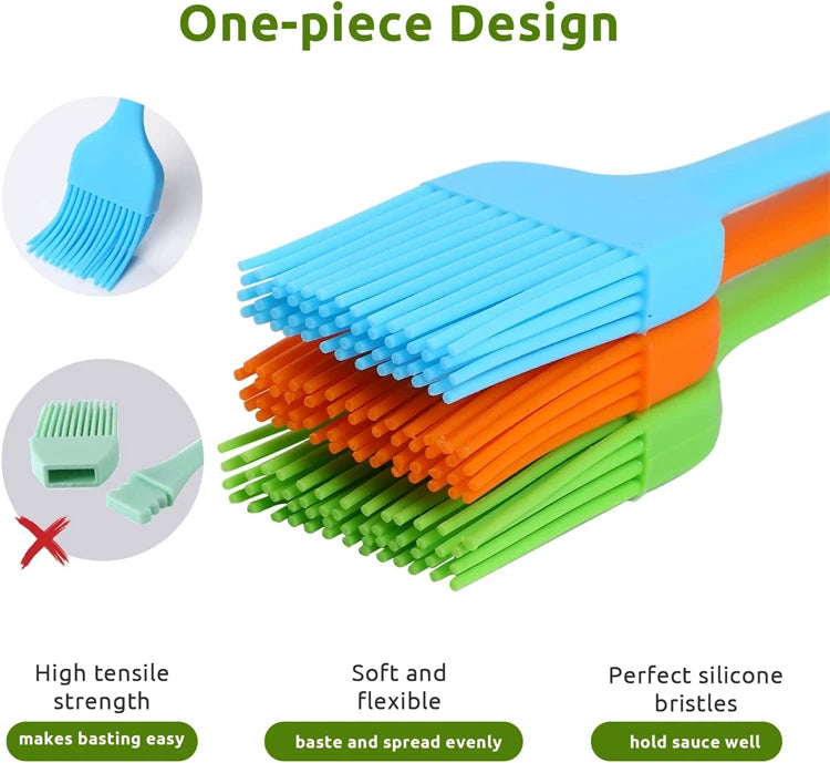 Heat Resistant Silicone Basting Brush – Pastry & Oil Brush for BBQ, Cooking & Baking – Best for Glazing, Marinating & Grilling – Available in Red, Yellow, Green, Pink, Blue & Black Colours