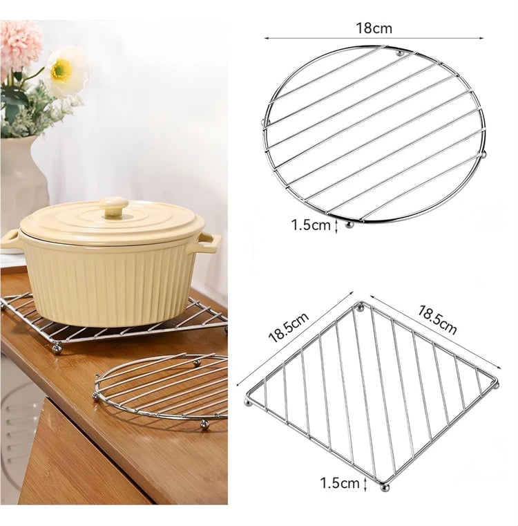 Stainless Steel Trivet Hot Pad – Heat Resistant Insulated Table Mat for Pots, Pans & Dishes – Ideal for Dining Tables & Worktops – Available in Round & Square