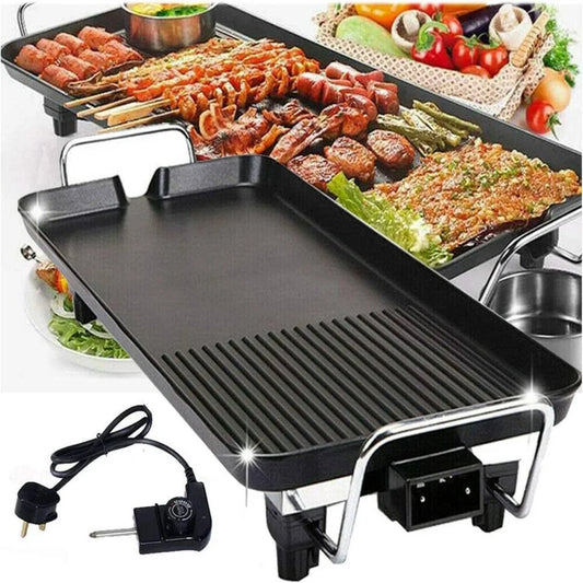 Electric Teppanyaki Grill – 1500W Smokeless Table Top BBQ Griddle with Adjustable Thermostat & Non-Stick Hot Plate – Best for Family Parties & Indoor Grilling – Available in Large & XL