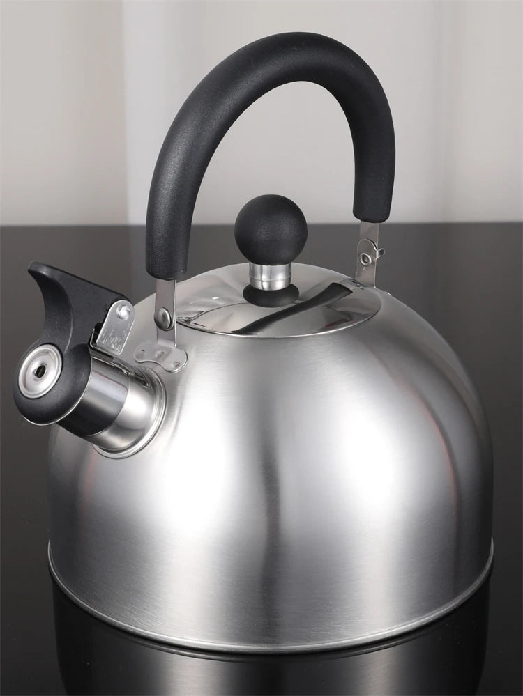 2.5L 304 Stainless Steel Whistling Tea Kettle with Heat Resistant Handle – Stove Top Teapot – Best for Boiling Water for Tea & Coffee – Suitable for Gas, Electric & Induction Hobs