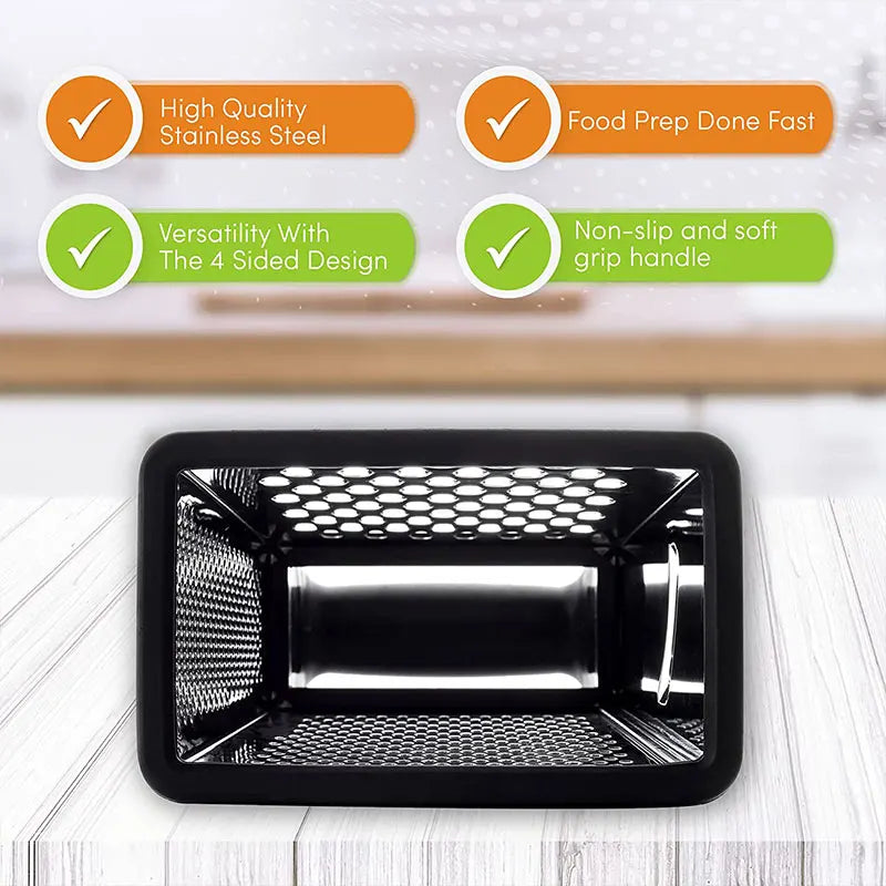 4-Sided Stainless Steel Grater with Storage Box Container-Perfect for Cheese and Vegetable Prep in the Kitchen-Size:23 x 14 x 11.5 cm