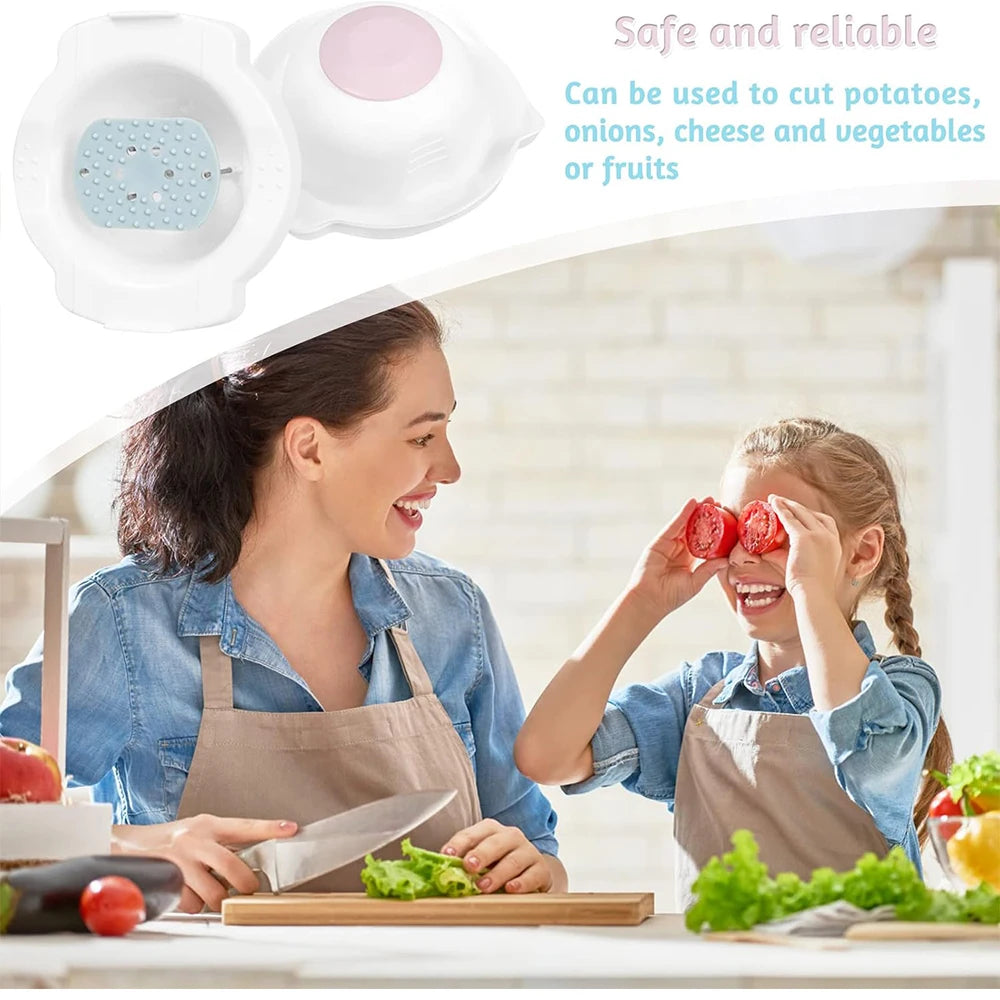 Stainless Steel Finger Guard Food Holder – Anti-Cut Hand Protector for Mandoline Slicers – Best for Slicing Potatoes, Onions & Carrots Safely – Available in Pink & Blue Colours
