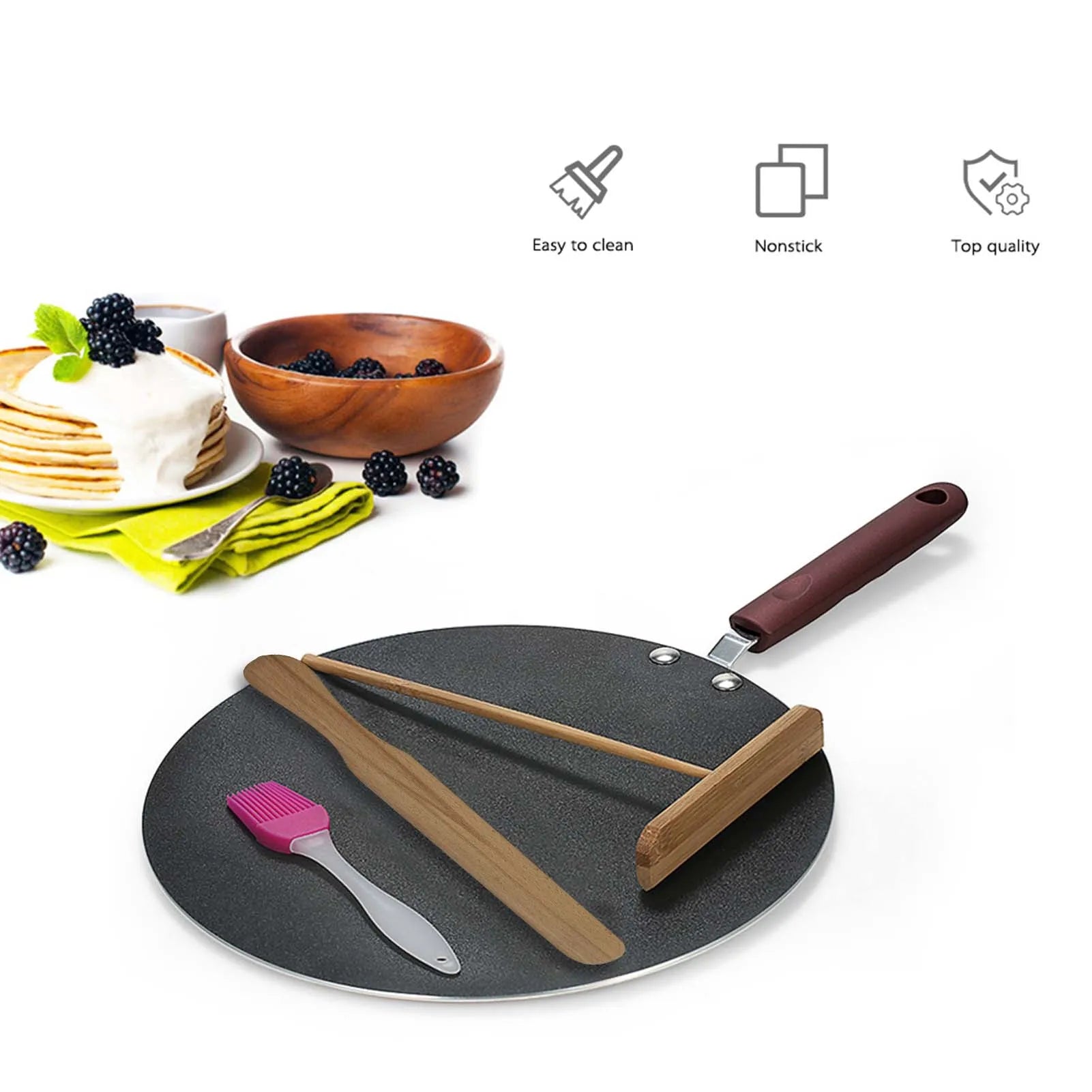 Flat Pan with Spreader, Spatula & Brush