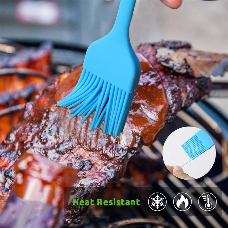 Heat Resistant Silicone Basting Brush – Pastry & Oil Brush for BBQ, Cooking & Baking – Best for Glazing, Marinating & Grilling – Available in Red, Yellow, Green, Pink, Blue & Black Colours