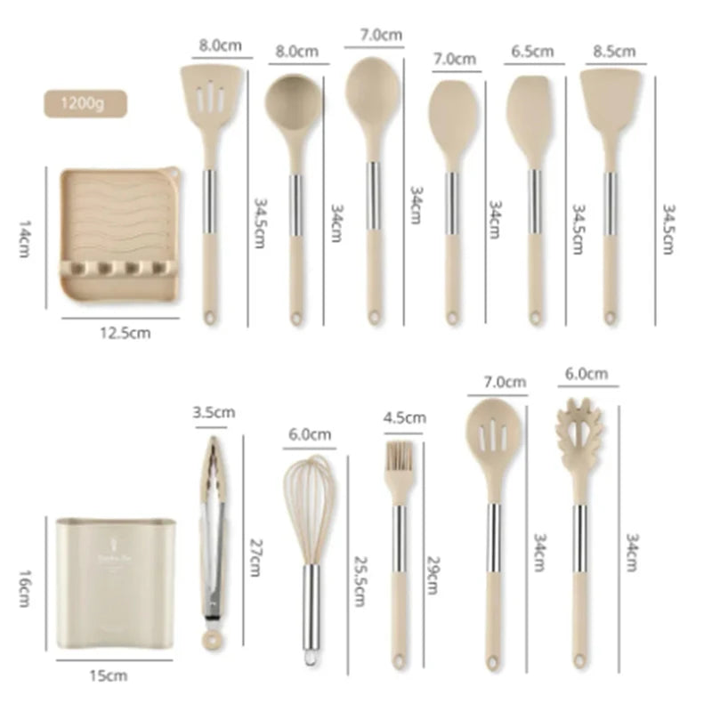 Silicone Kitchen Utensil Set — 13 Piece