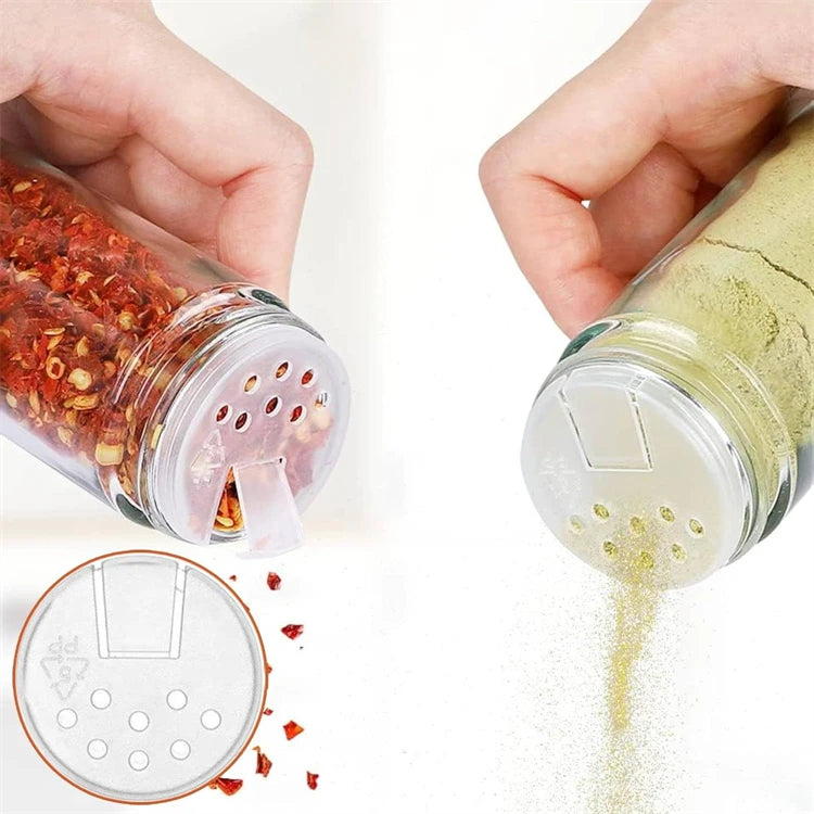 12 Piece Square Glass Spice Jar Set with Labels – 4oz Seasoning Containers – Best for Salt, Herbs, Sugar & Spices