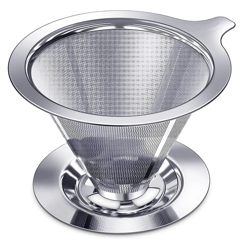 Stainless Steel Reusable Pour Over Coffee Dripper – Paperless Cone Coffee Filter for 1-4 Cups – Great for Fresh Filter Coffee at Home