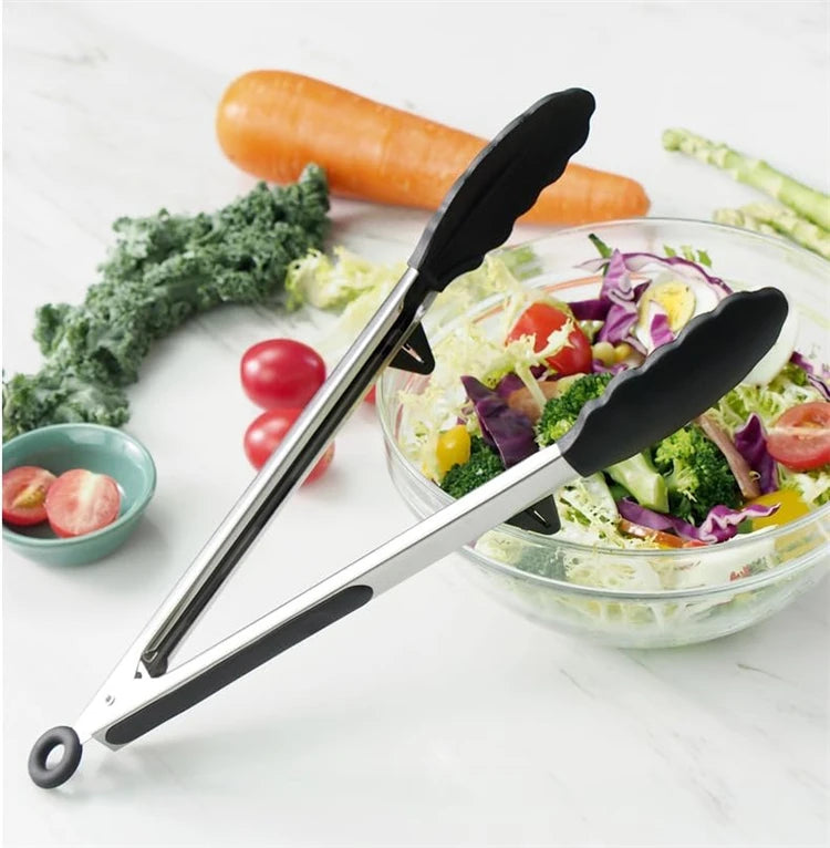 Silicone Kitchen Tongs with Stainless Steel Handle