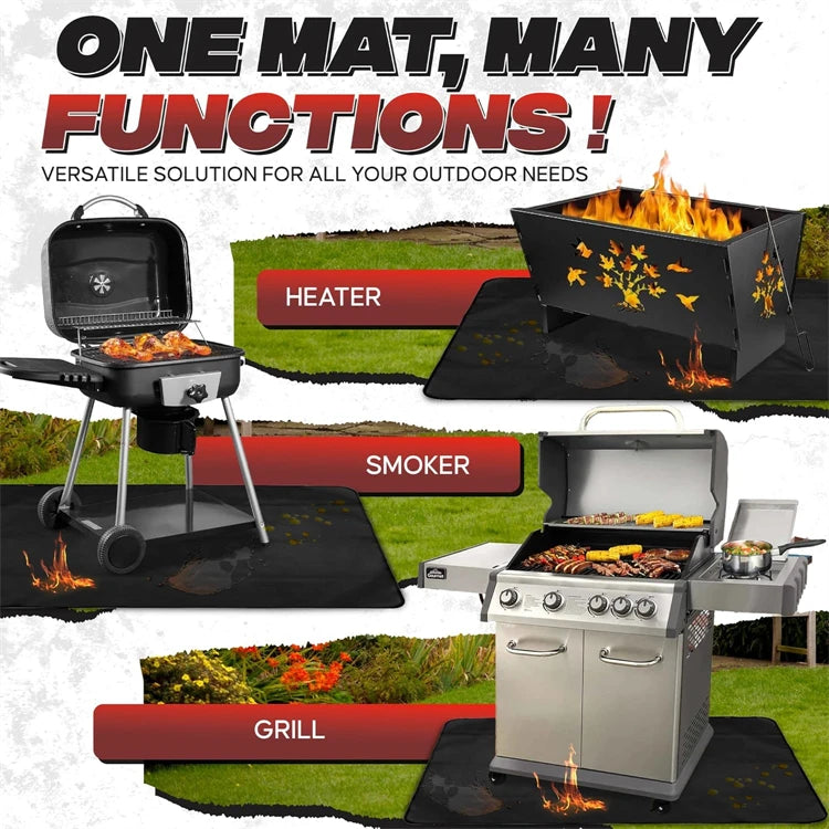 Double-Sided Fireproof Under Grill Mat – Oil & Waterproof BBQ, Fire Pit & Fireplace Protective Mat – Best for Patios, Decks & Lawns – Available in 40x60cm, 122x76cm, 127x97cm & 165x99cm