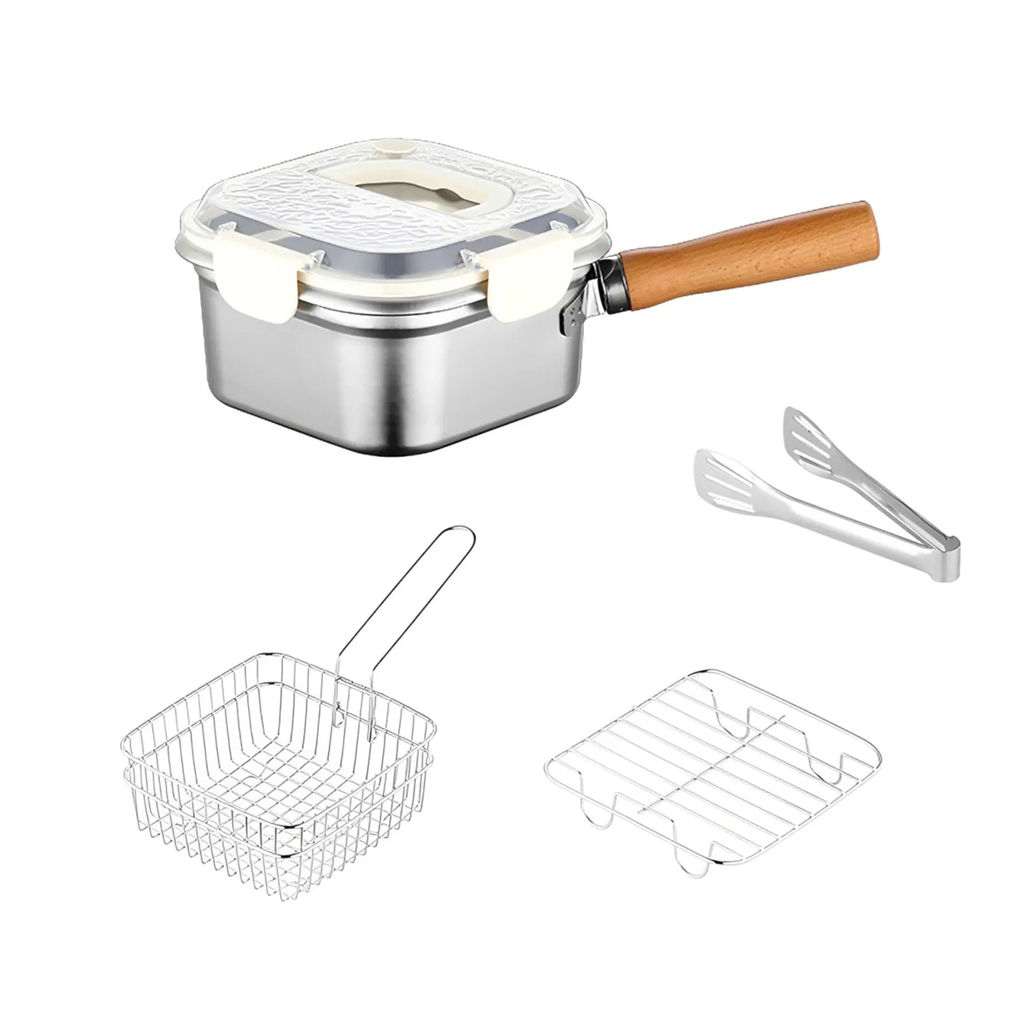 Portable Frying  Set Multifunctional Oil Saving Mini Fryer Kit Stainless Steel Pot For Kitchen Fries Chicken