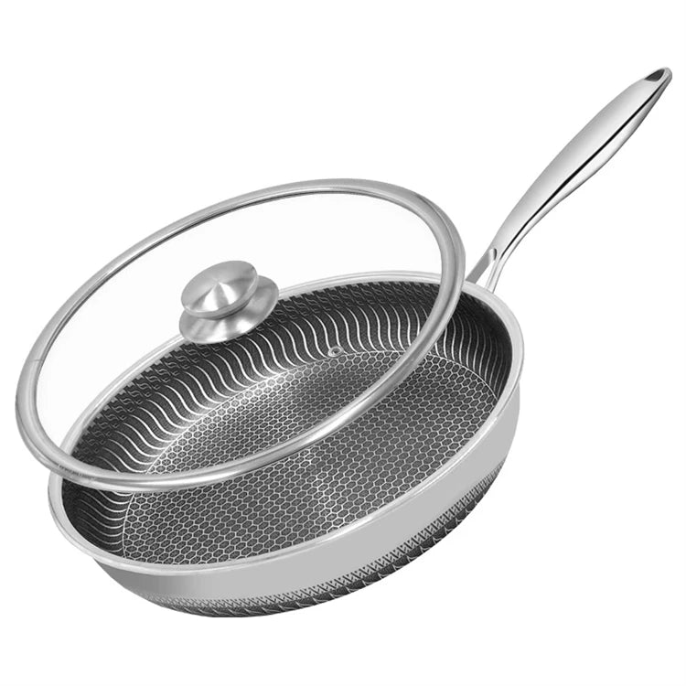 316 Stainless Steel Honeycomb Nonstick Frying Pan – Induction Compatible Skillet & Omelette Pan – Great for Eggs, Steak & Fish – Available With or Without Lid