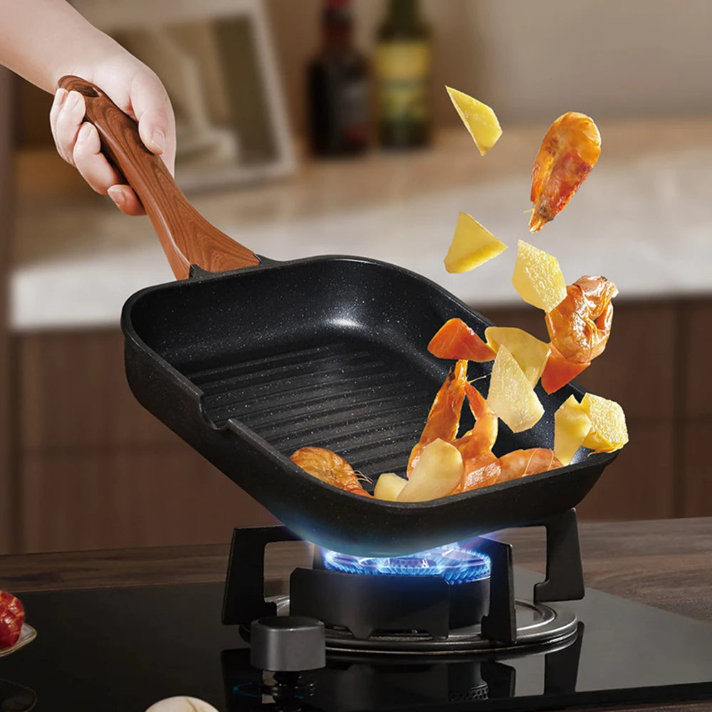 Square non-stick grill pan With Large Cooking Surface For Searing  Durable Food Grade Aluminum Griddle Grill Pan
