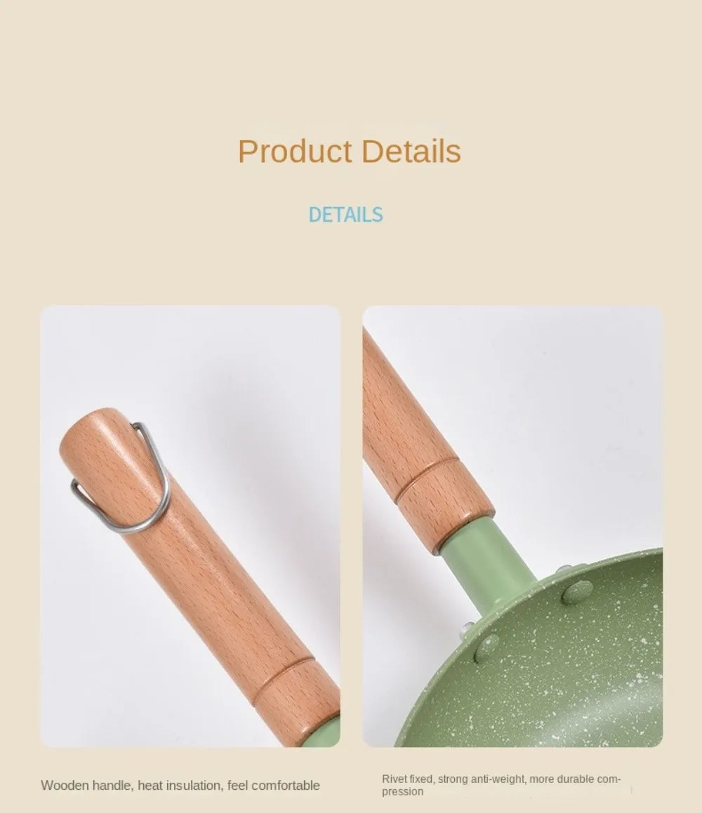 Maifan Stone Non-Stick Frying Pan – Skillet for Searing, Sautéing, Steak, Eggs, Pancakes, Crepes, Stir-Frying & Daily Cooking – Heat-Resistant Handle – Compatible with Gas & Induction Cookers– Colour: Green