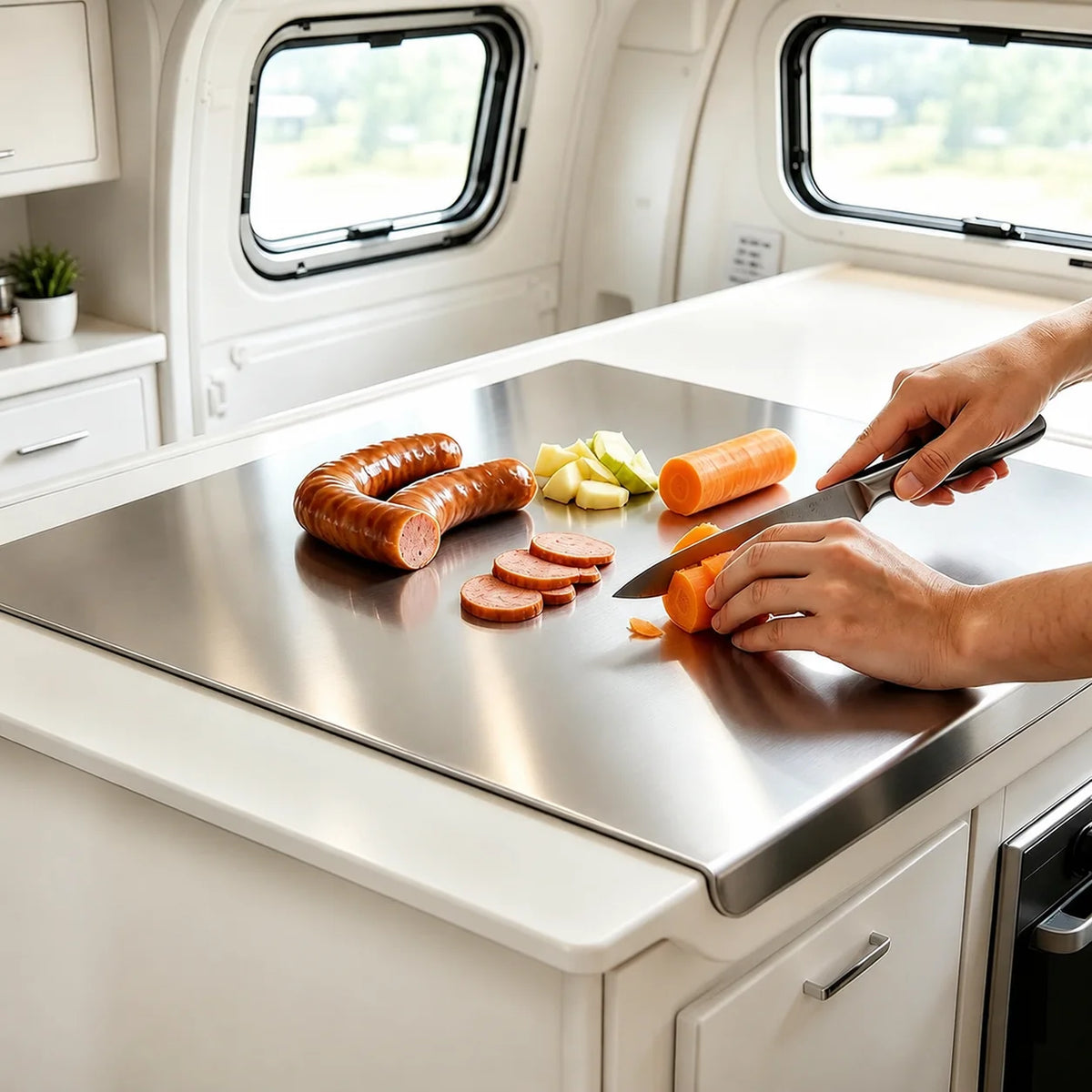 Non-Slip Stainless Steel Chopping Board with Lip – Dishwasher Safe Metal Cutting Board for Meat, Bread & Baking – Perfect for Dough & Pastry – Available in 50 x 40cm & 70 x 58cm United Kingdom