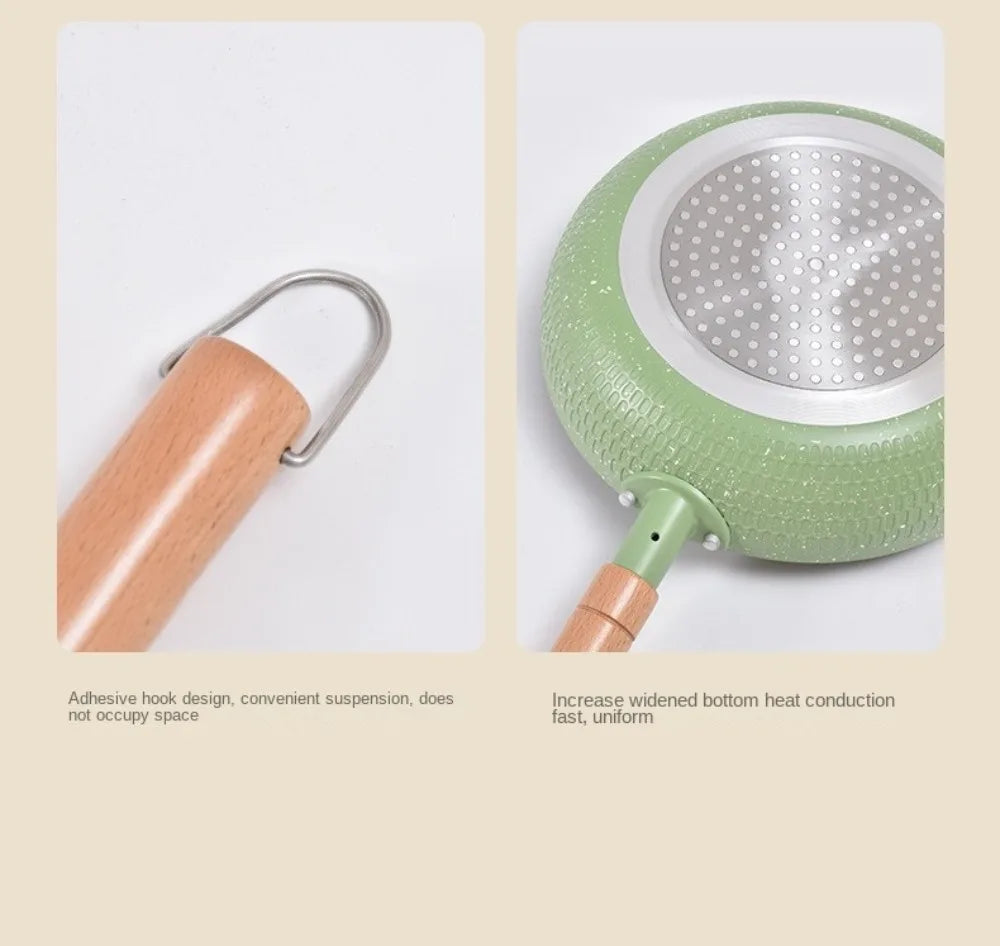 Maifan Stone Non-Stick Frying Pan – Skillet for Searing, Sautéing, Steak, Eggs, Pancakes, Crepes, Stir-Frying & Daily Cooking – Heat-Resistant Handle – Compatible with Gas & Induction Cookers– Colour: Green