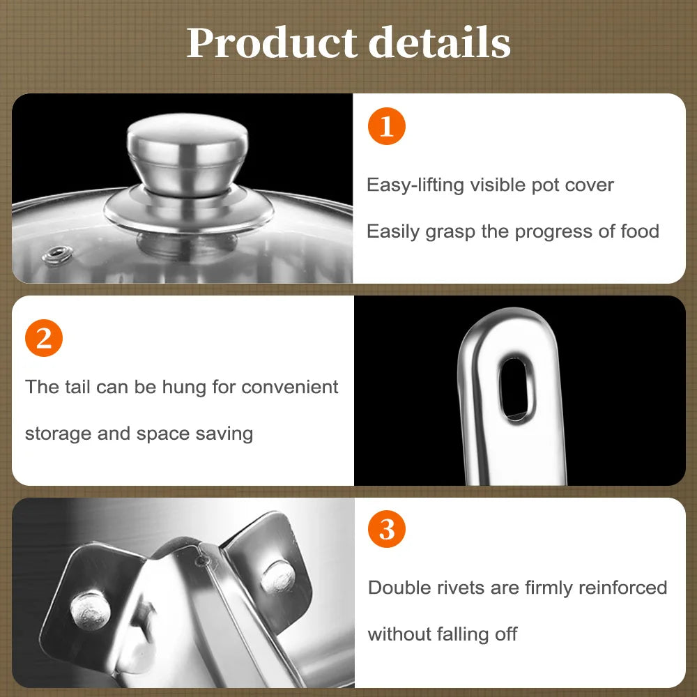 12 Piece Stainless Steel Cookware Set with Glass Lids & Kitchen Utensils – Double-Bottom Pots for All Hobs – Best for Home Cooking & Dinner Parties