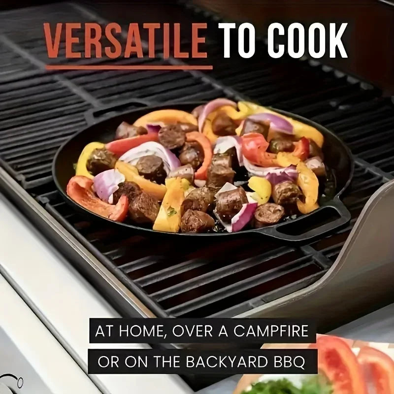 Large Cast Iron Flat Pan – Round Griddle Skillet for Pizza, Pancakes & Steaks – Ideal for Home & Outdoor Cooking – Available in 28cm, 30cm, 33cm & 35cm
